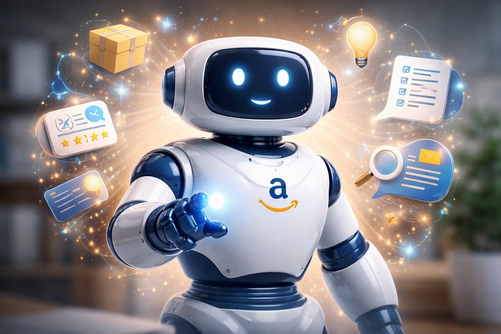 Amazon lanza herramienta de IA generativa para mejorar fichas de producto: ¿revolución o hype? 92 Imagen de un robot simulando que ahora amazon tendrá IA incorporada