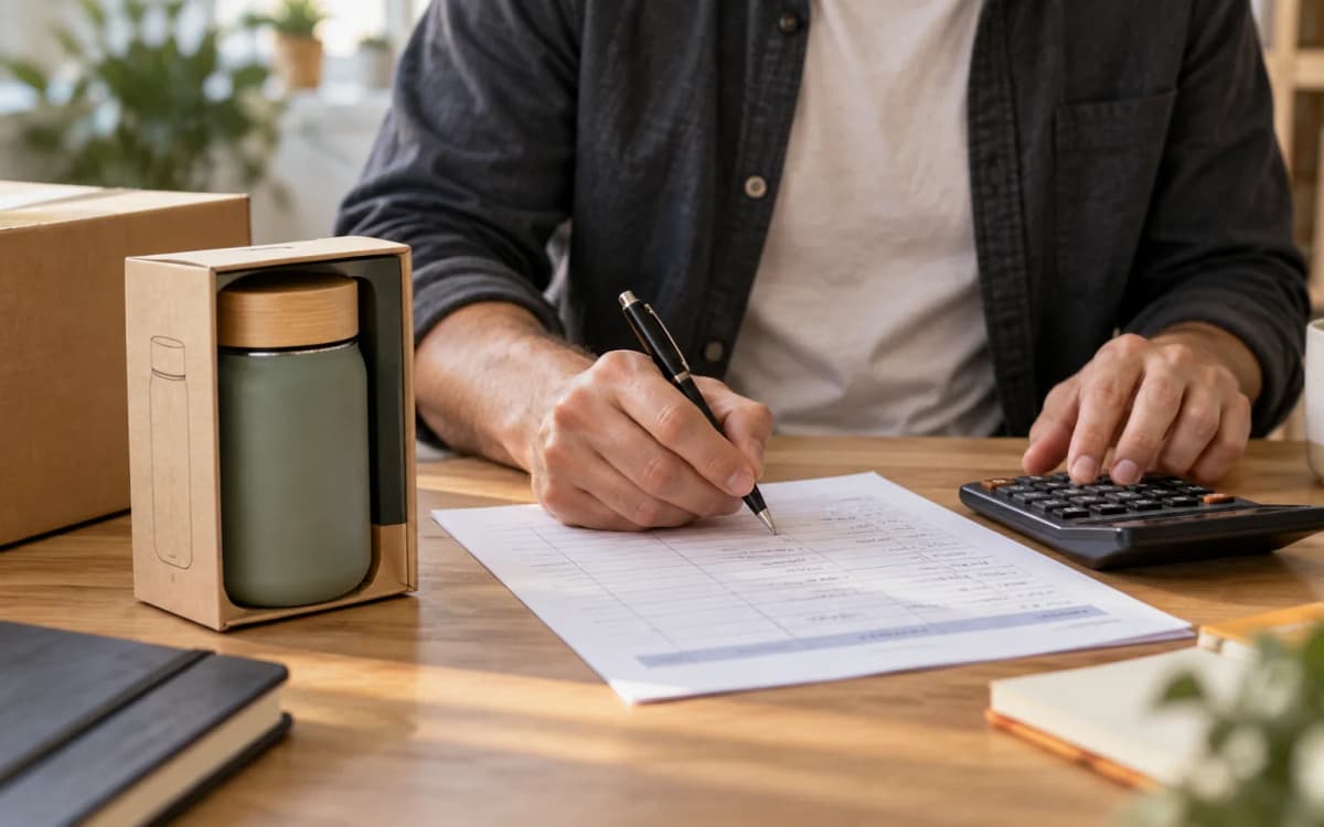 Persona calculando los costes y el margen de un producto